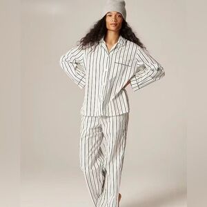 NWT J.Crew Cotton Poplin Long Sleeve Pajama Pant Set in Peppermint Stripe